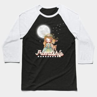 Deer, My Little Friend - an image showing a girl who treats the deer as her best friend, not just as an animal. Baseball T-Shirt